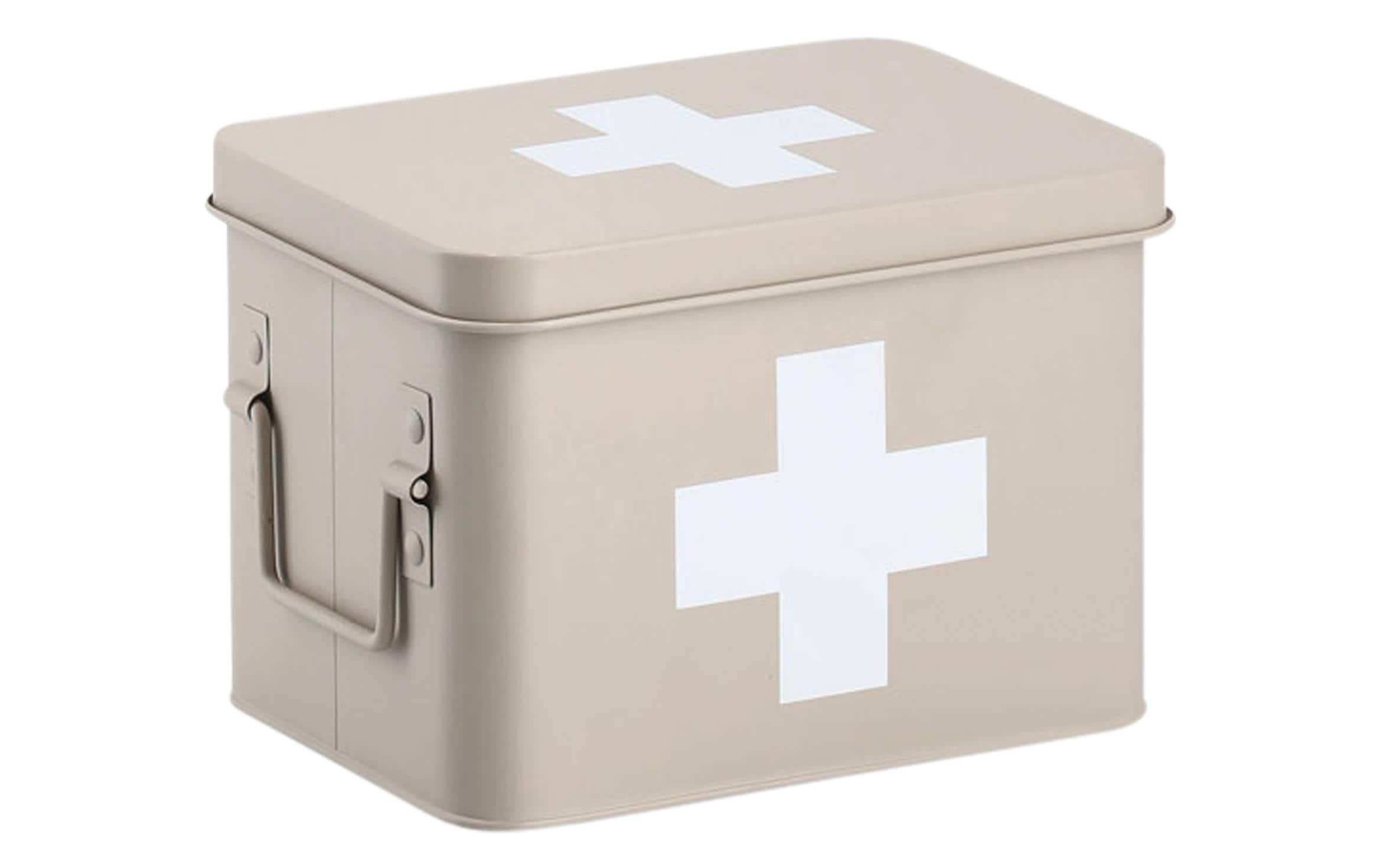 Zeller Present Medikamentenbox Metall, 21.5x16x16 cm, Beige
