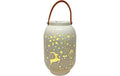 Dameco LED Laterne Keramik 18x28cm weiss 4 LED ww, inkl. Timer 6/18h, exkl. 2xAA