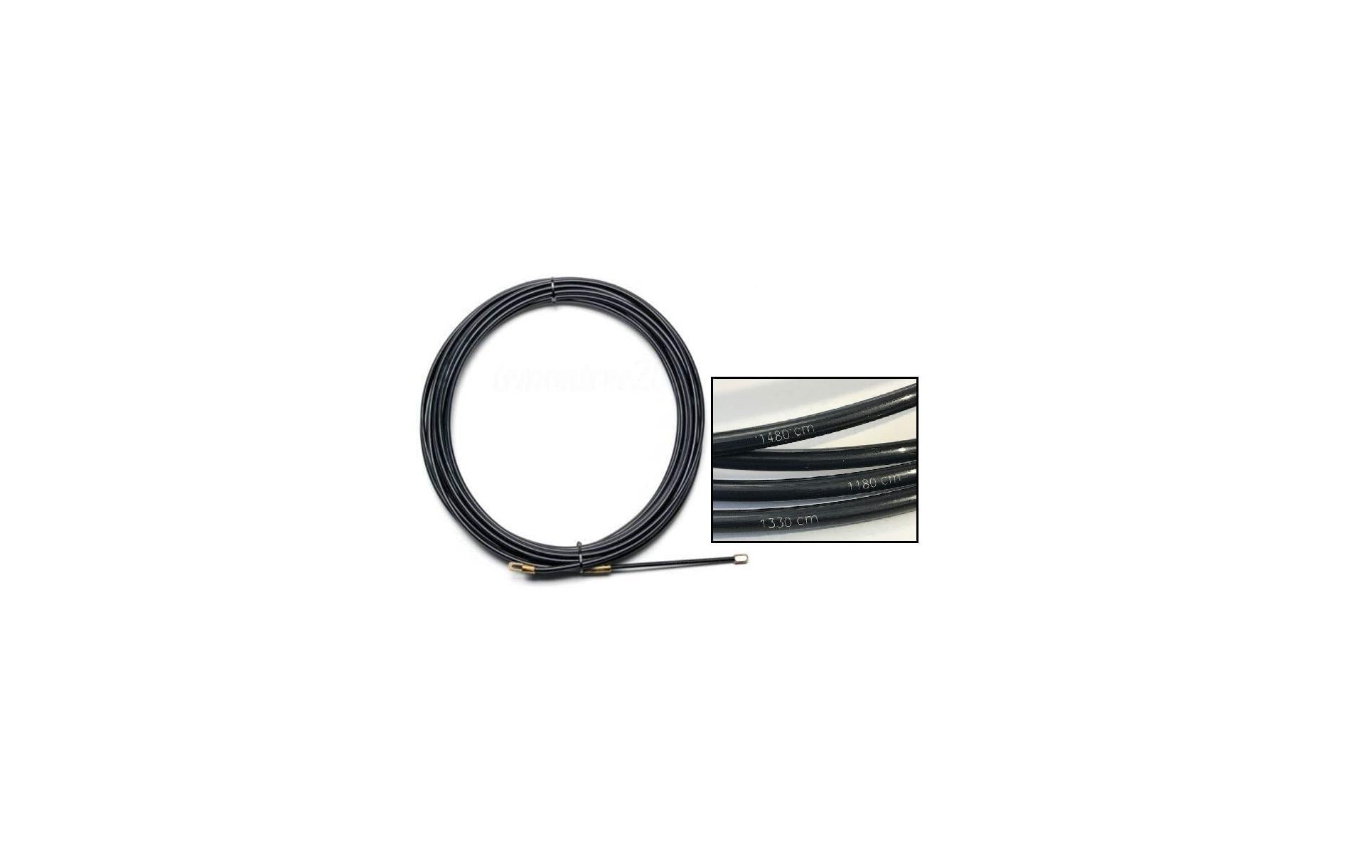 Elbro Einziehband mit Suchfeder und Öse, schwarz, Ø=4mm, 30m