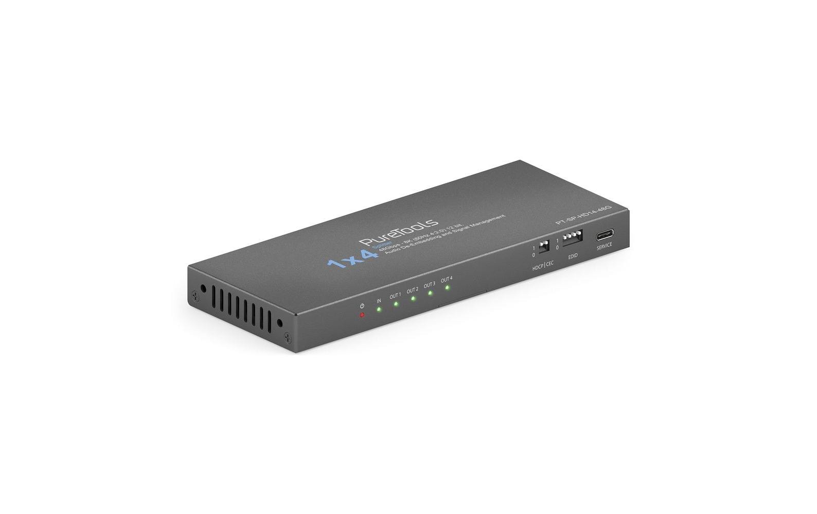 PureTools PT-SP-HD14-48G 1x4 HDMI 2.1 Splitter - 48Gbps - 8K