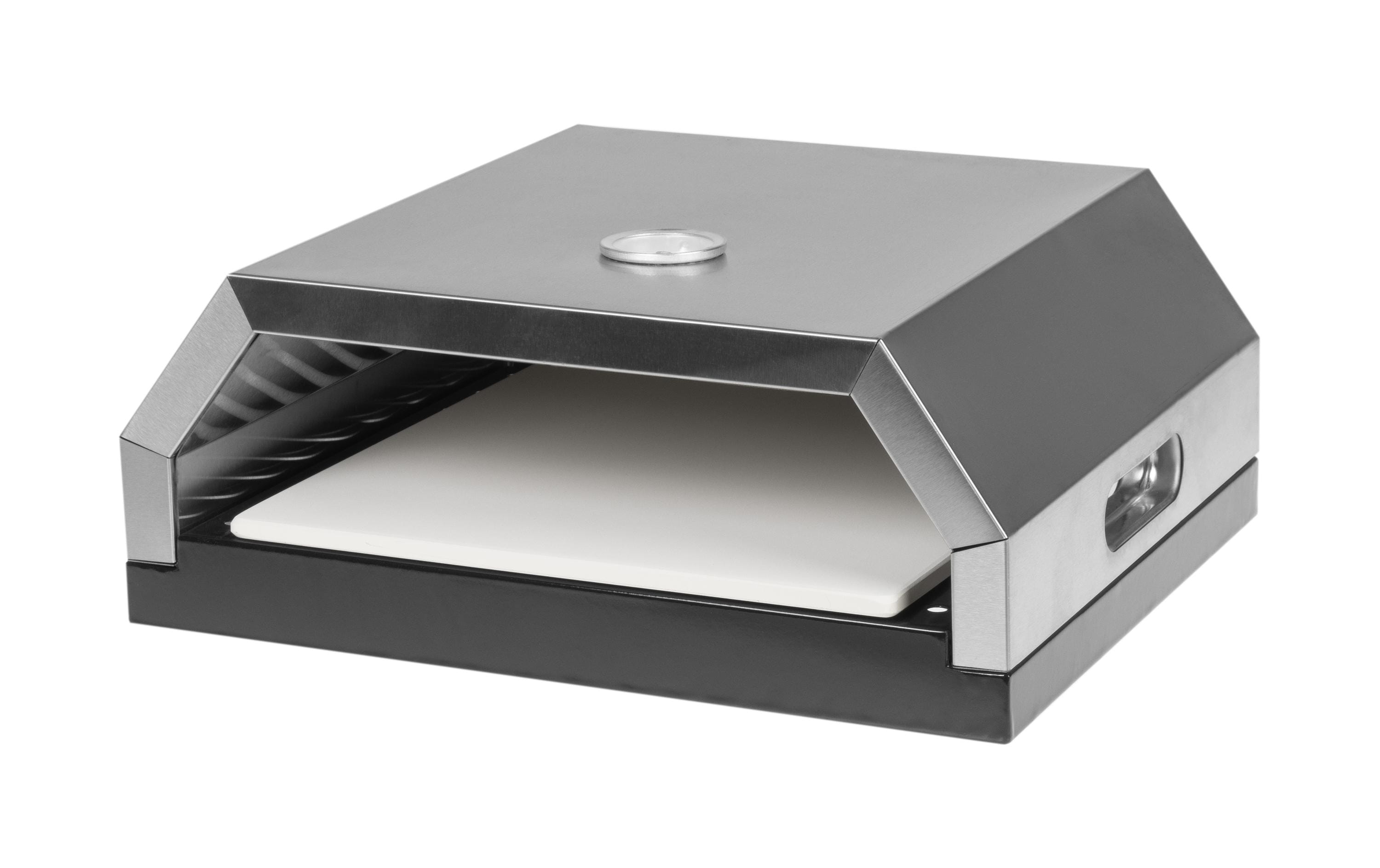 STRUCT Pizzabox grau 35x40x16cm, mit Thermometer+Pizzastein