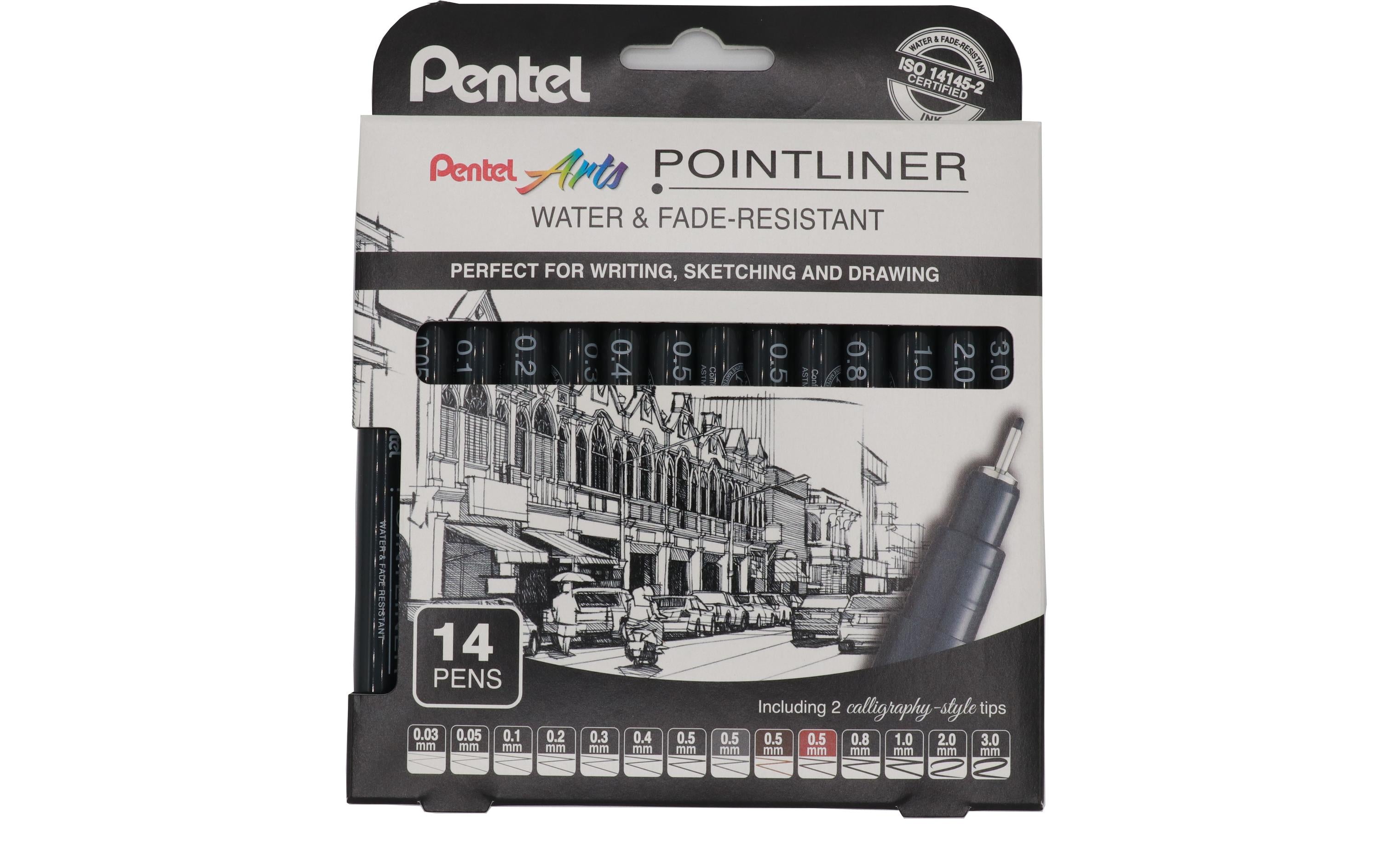 Pentel Fineliner Pigment POINTLINER 14er Set schwarz