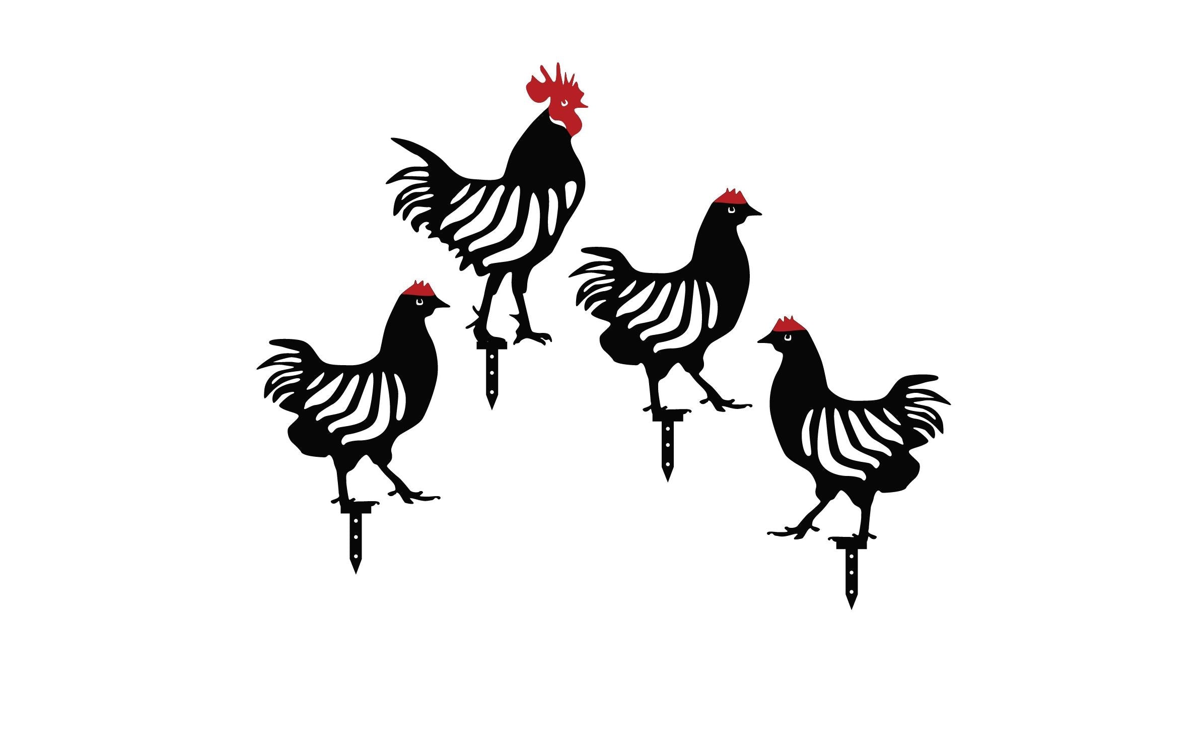 Wallxpert Gartenstecker Chicken Family 4er Set