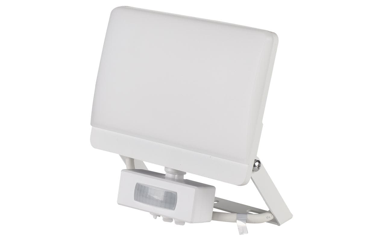 STEFFEN LED Strahler Worklight 30W 3600lm 4000K, weiss, 30cm Kabel PIR 140° IP54