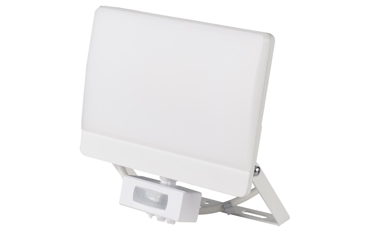 STEFFEN LED Strahler Worklight 50W 6000lm 4000K, weiss, 30cm Kabel PIR 140° IP54