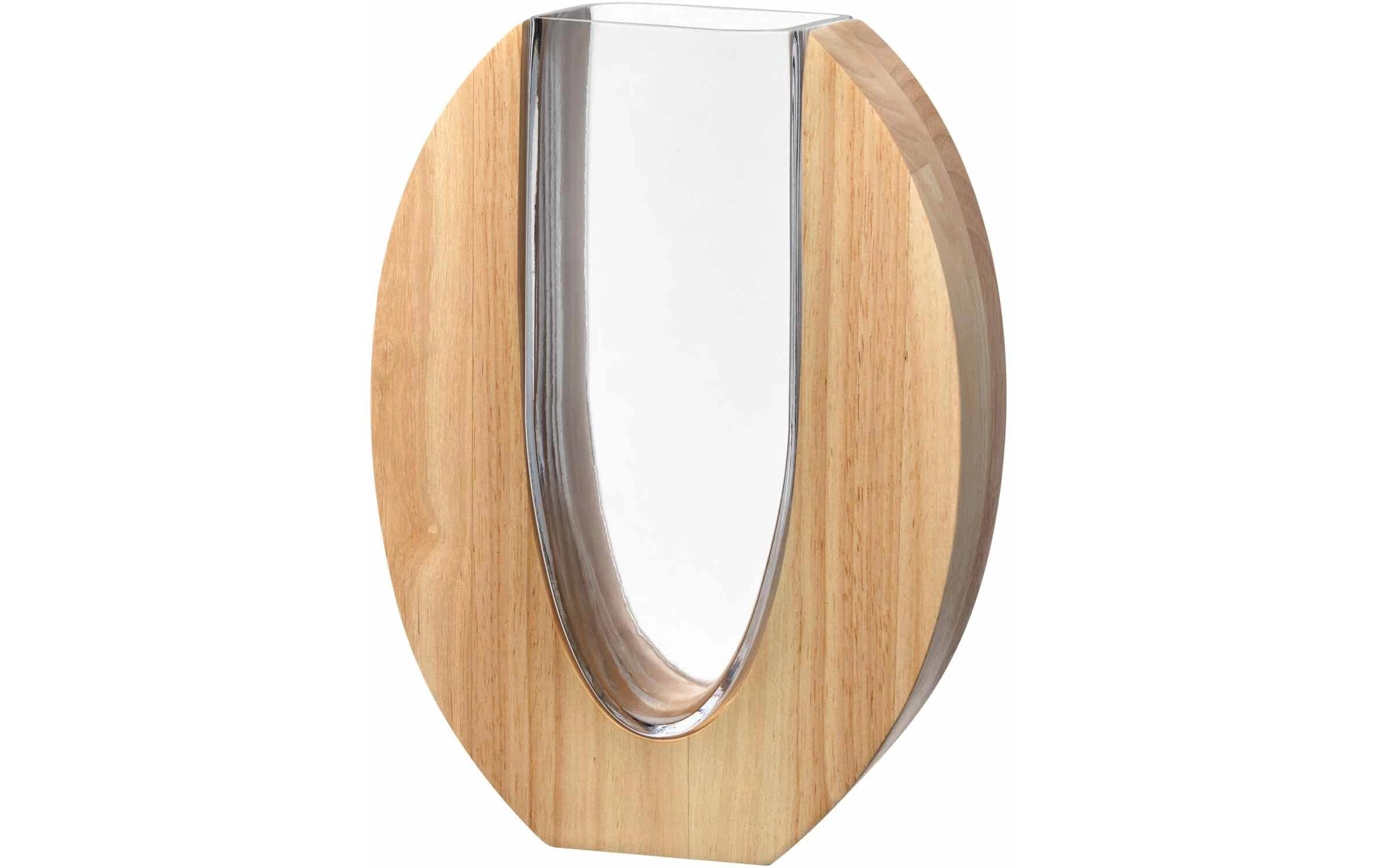 Leonardo Vase Legno 28 cm Glas/Holz, H: 28cm, B: 21cm, 1.1 Liter