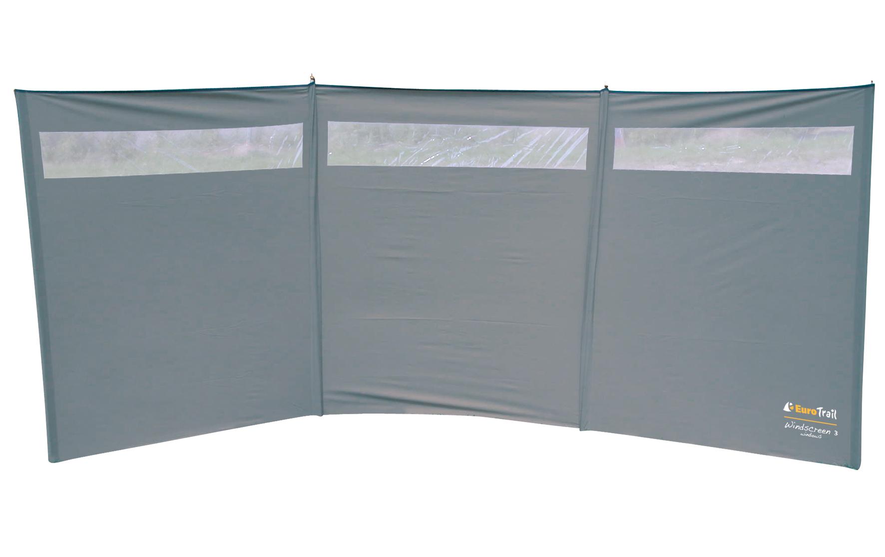 Windschutz 3 Flach mit Fenster Grau