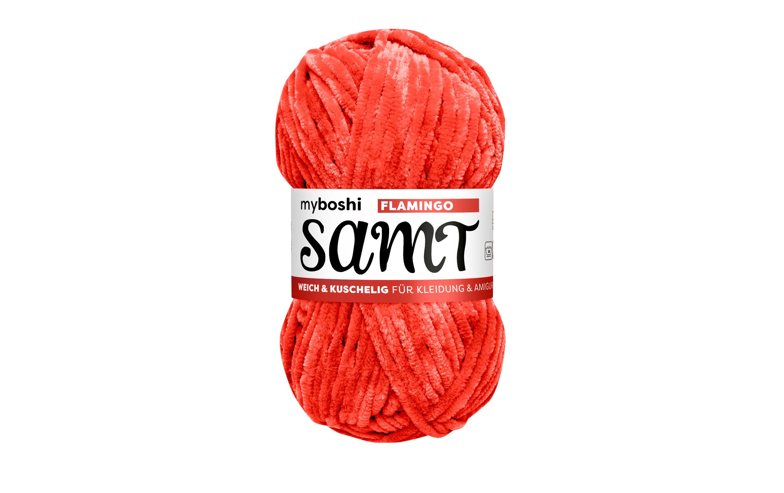 myboshi Wolle Chenille Samt Flamingo, 100 g, 100 m, 100 % PES