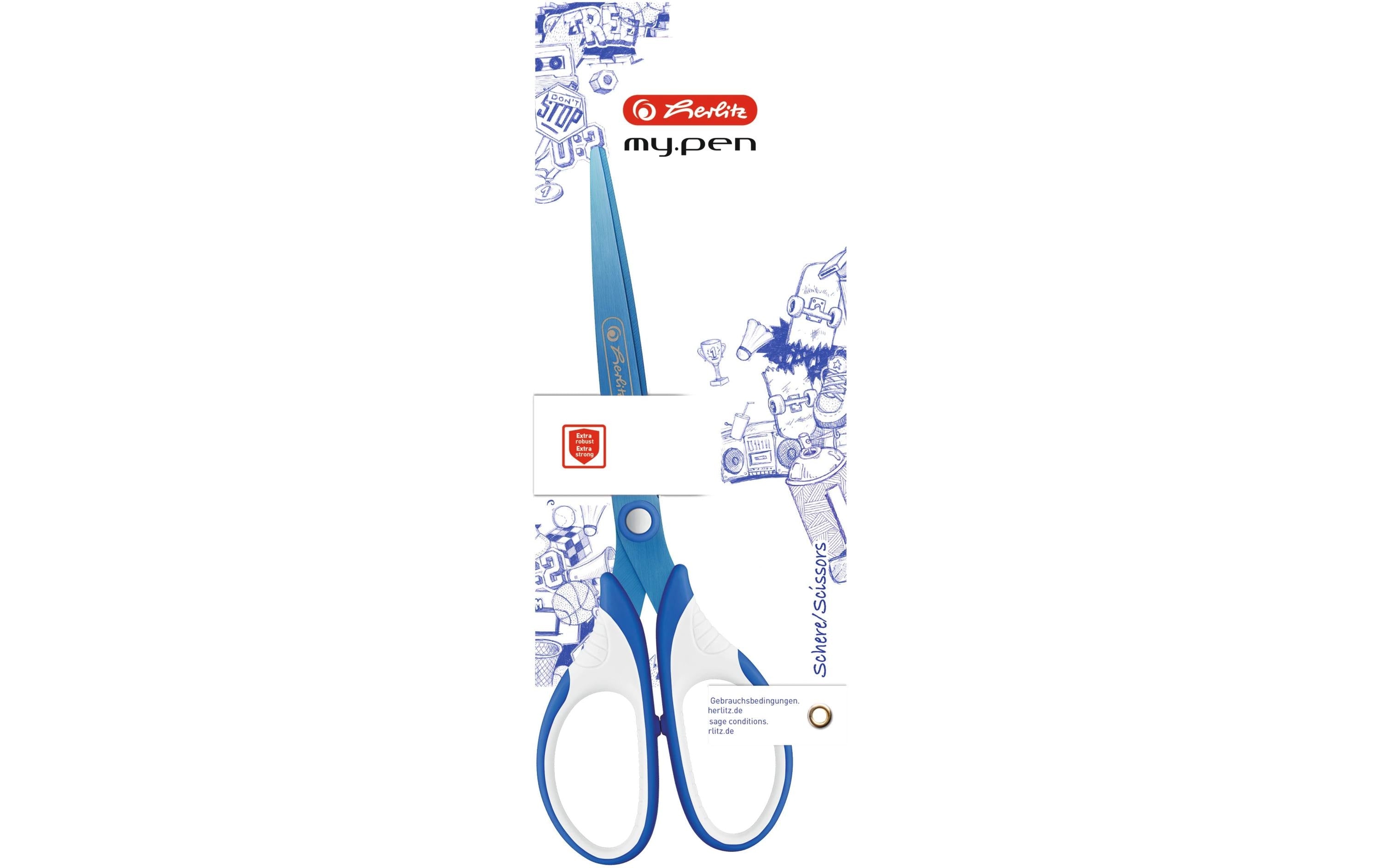 Herlitz Schere my.pen rechtshänder blau/weiss, 1 Stück