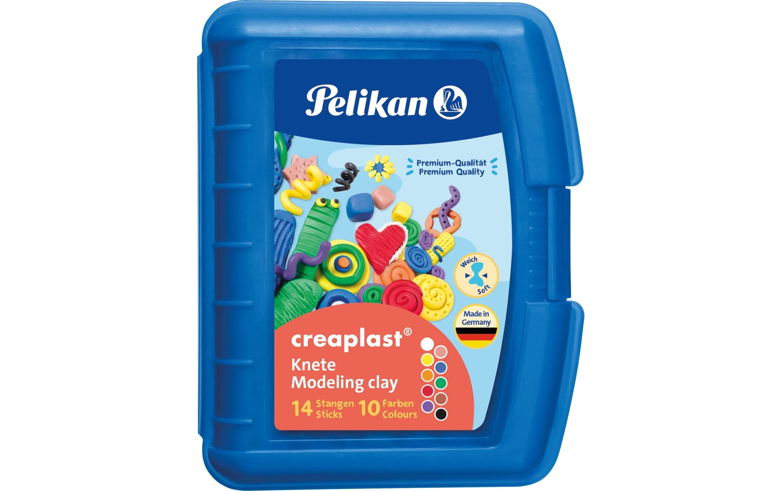 Pelikan Creaplast Knete in blauer Box 14 Stangen farbig sortiert