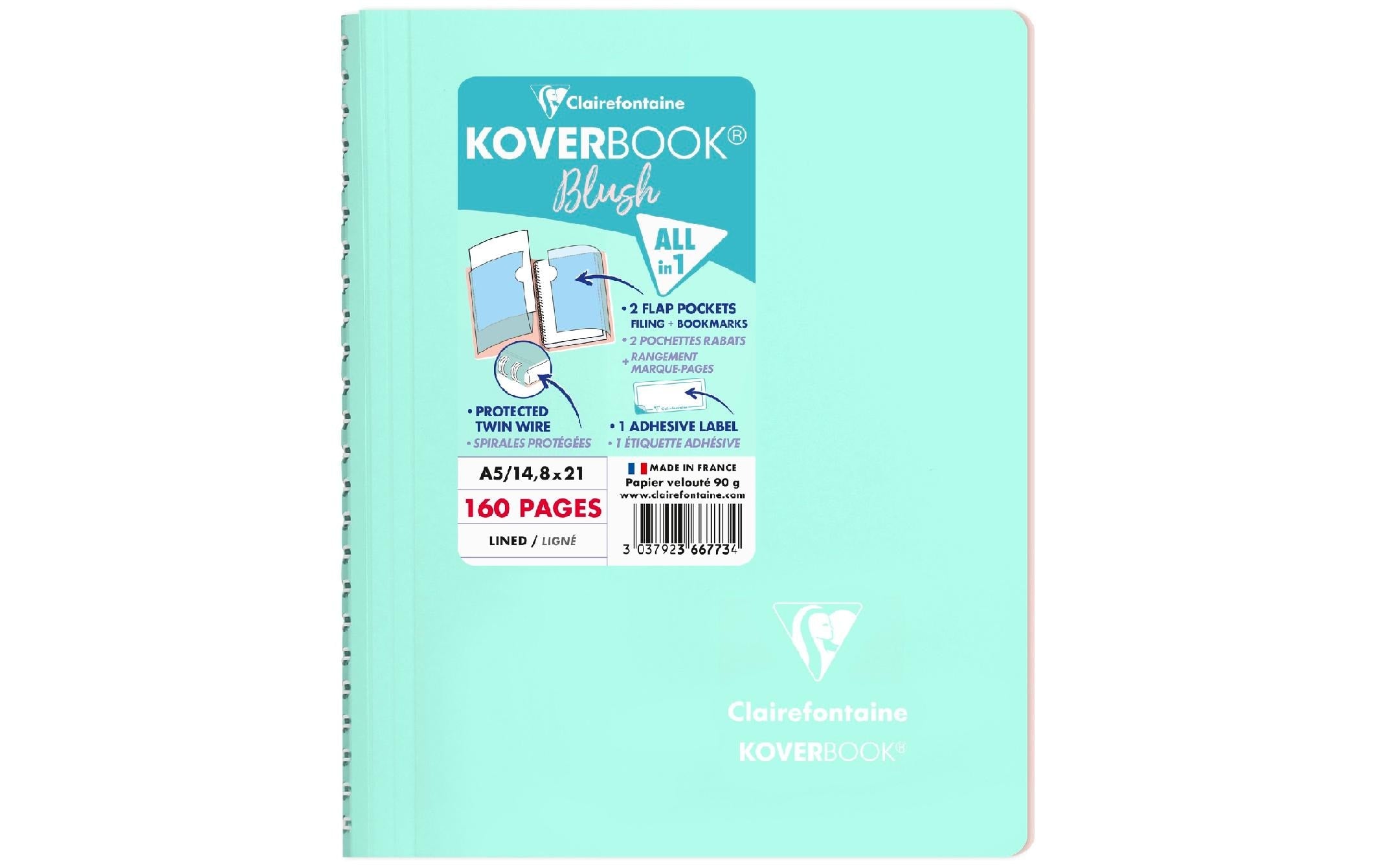 Clairefontaine Collegeblock Koverbook Blush A5, 80 Blatt, liniert, Mint