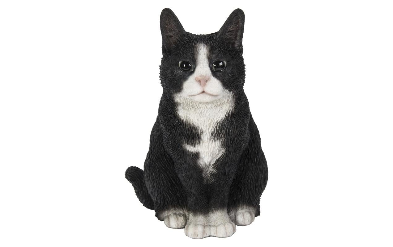 Vivid Arts Katze sitzend, Weiss-Schwarz Polyresin, 20 cm
