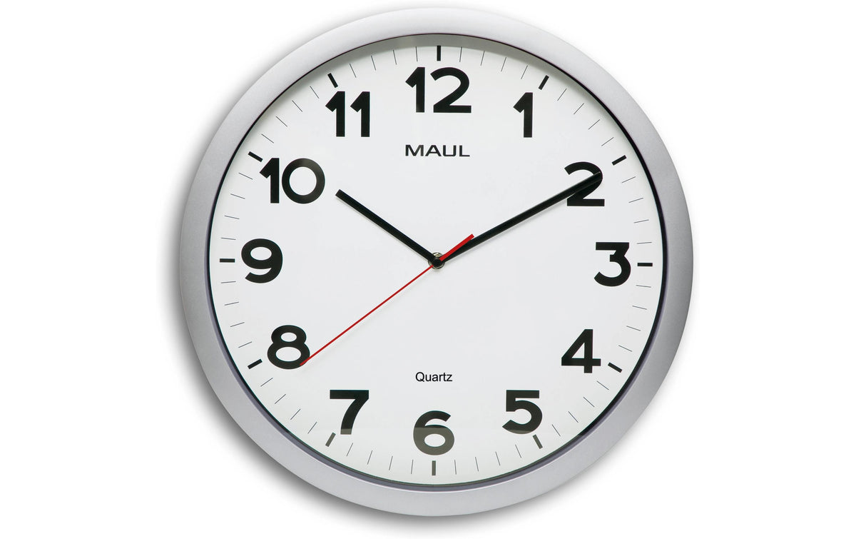 MAUL Wanduhr MAULstep 40 Silber, inkl. 1 Batterie 1.5 V (AA)