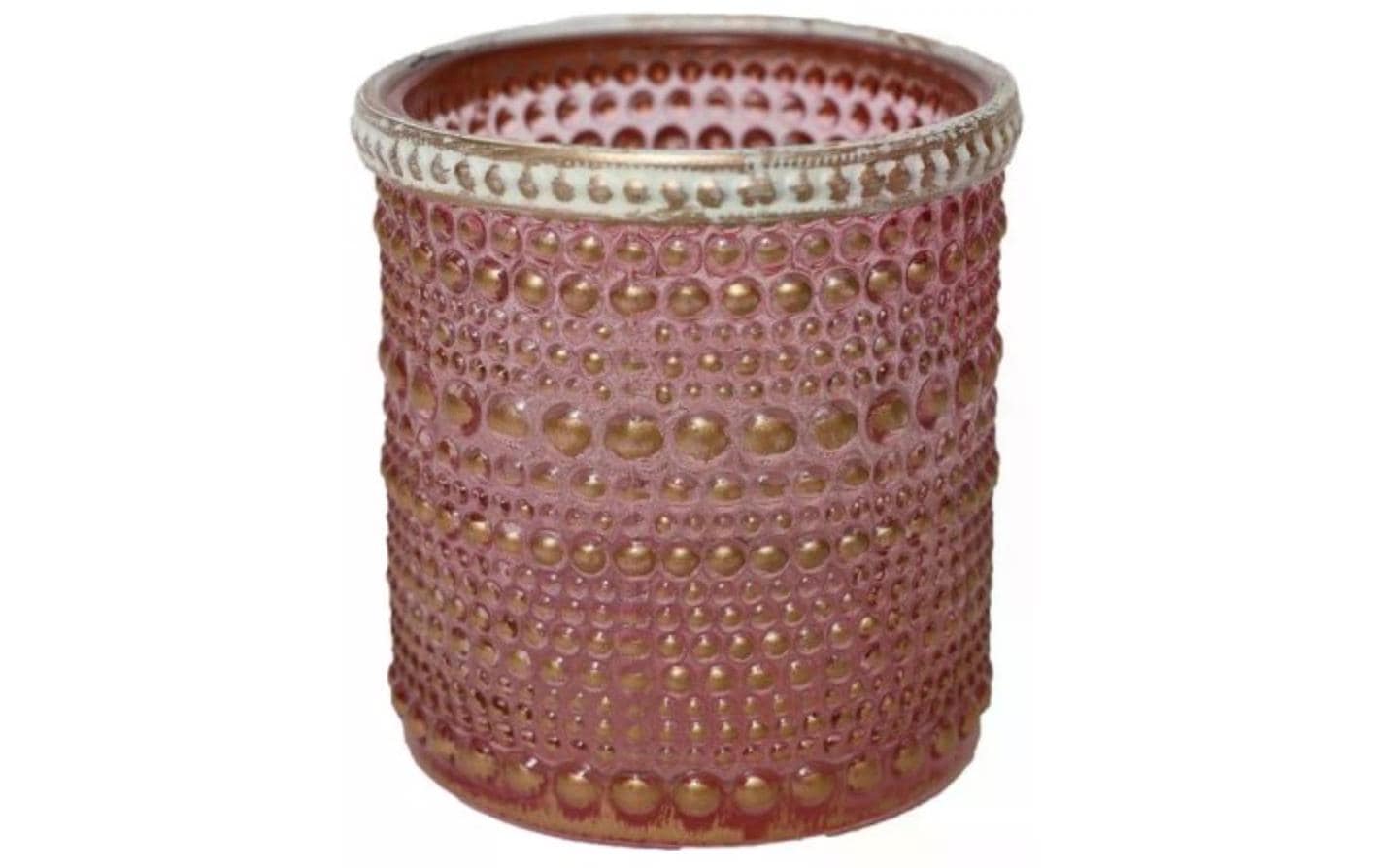 Chalet Windlicht Lingan 10 cm H: 10 cm, D: 8 cm, Glas, Rosa