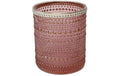 Chalet Windlicht Lingan 12 cm H: 12 cm, D: 10 cm, Glas, Rosa