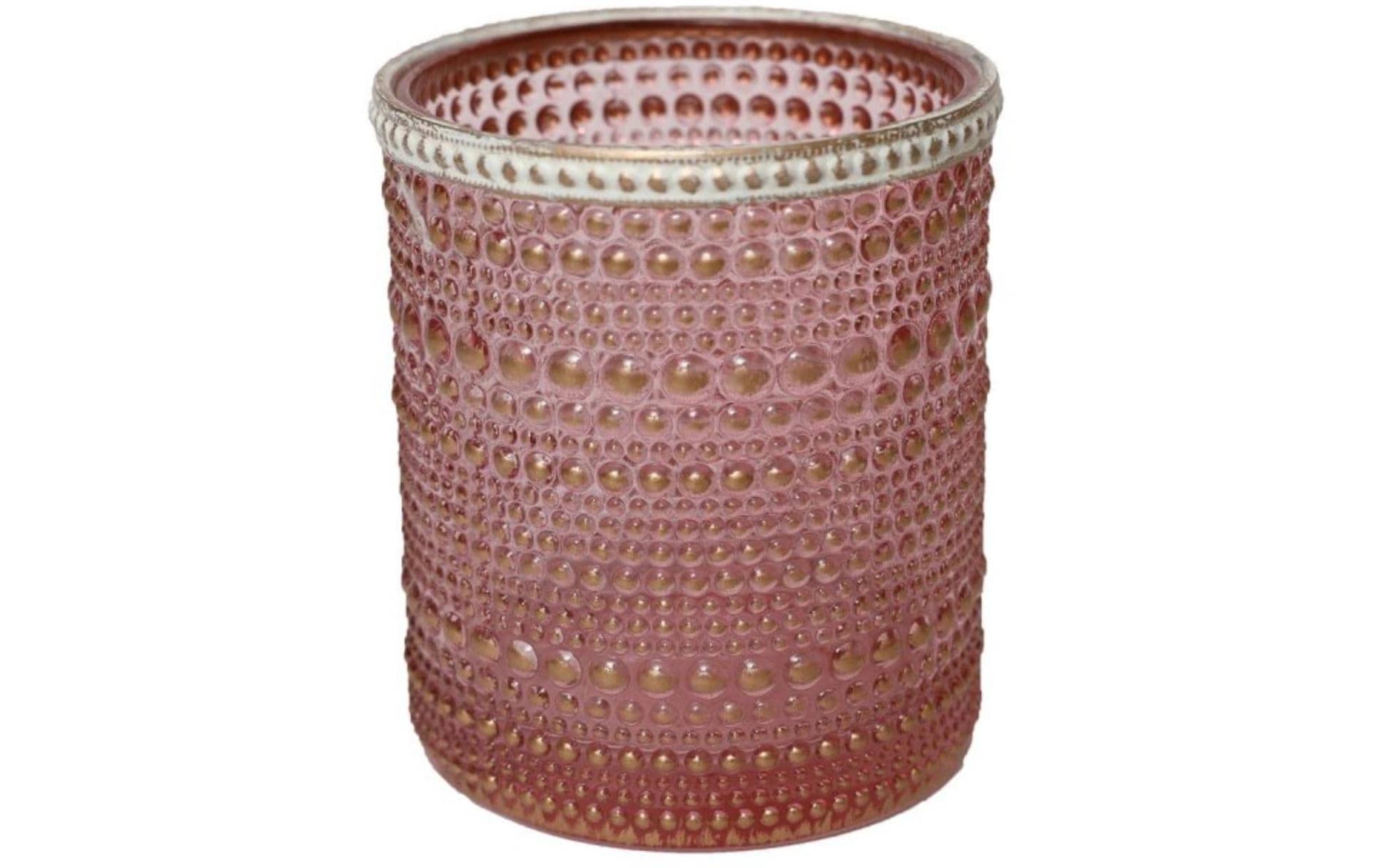 Chalet Windlicht Lingan 12 cm H: 12 cm, D: 10 cm, Glas, Rosa