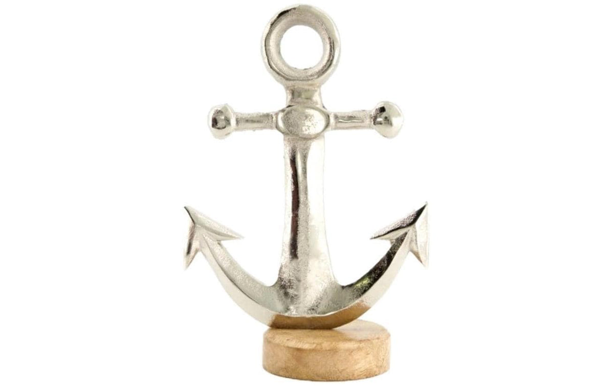 Chalet Aufsteller Anker 15 cm Aluminium/Mangoholz, Indien, 22x8x15cm