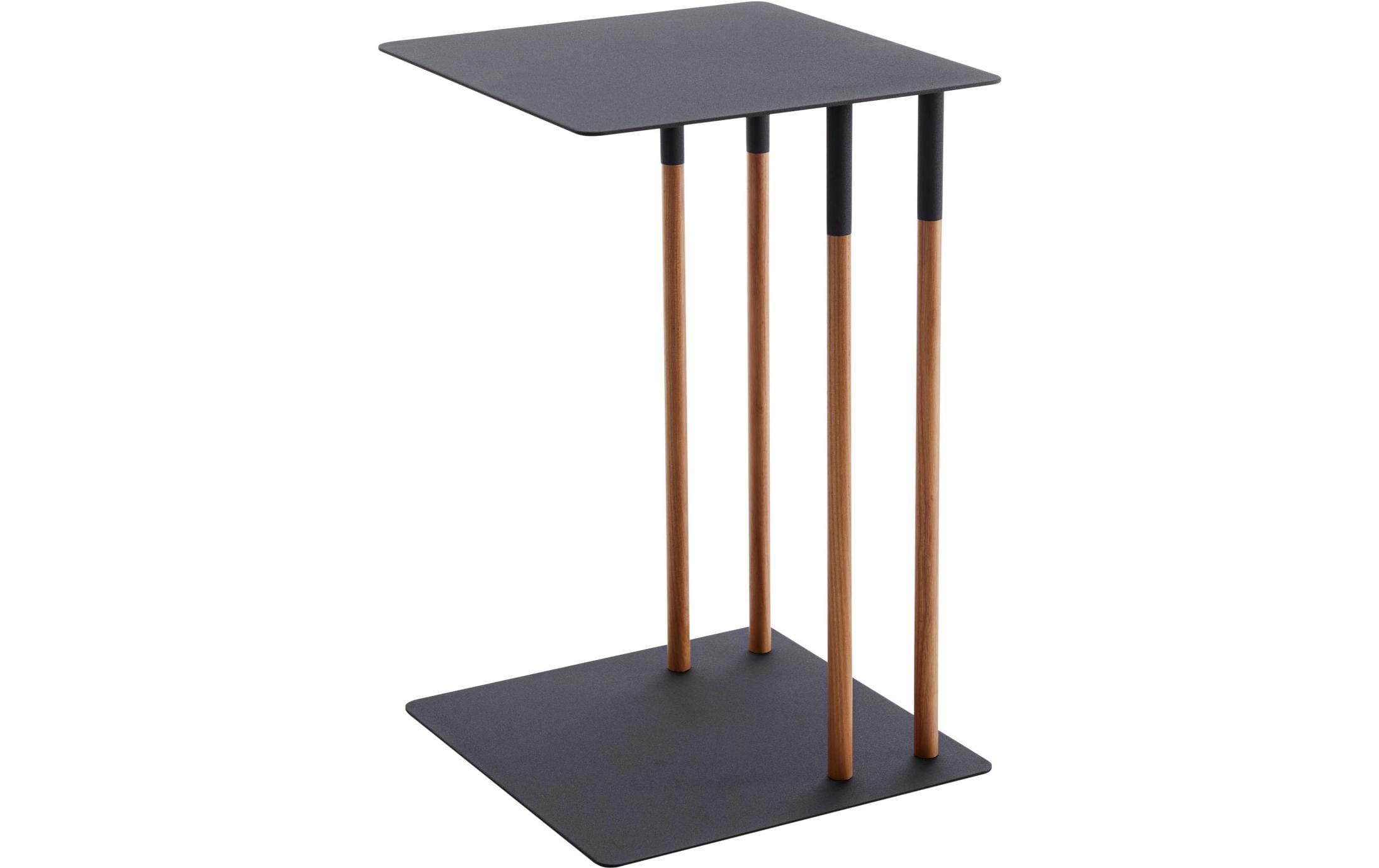 Yamazaki Beistelltisch PLAIN schwarz, 35 x 35 x 55 cm, Metall / Holz