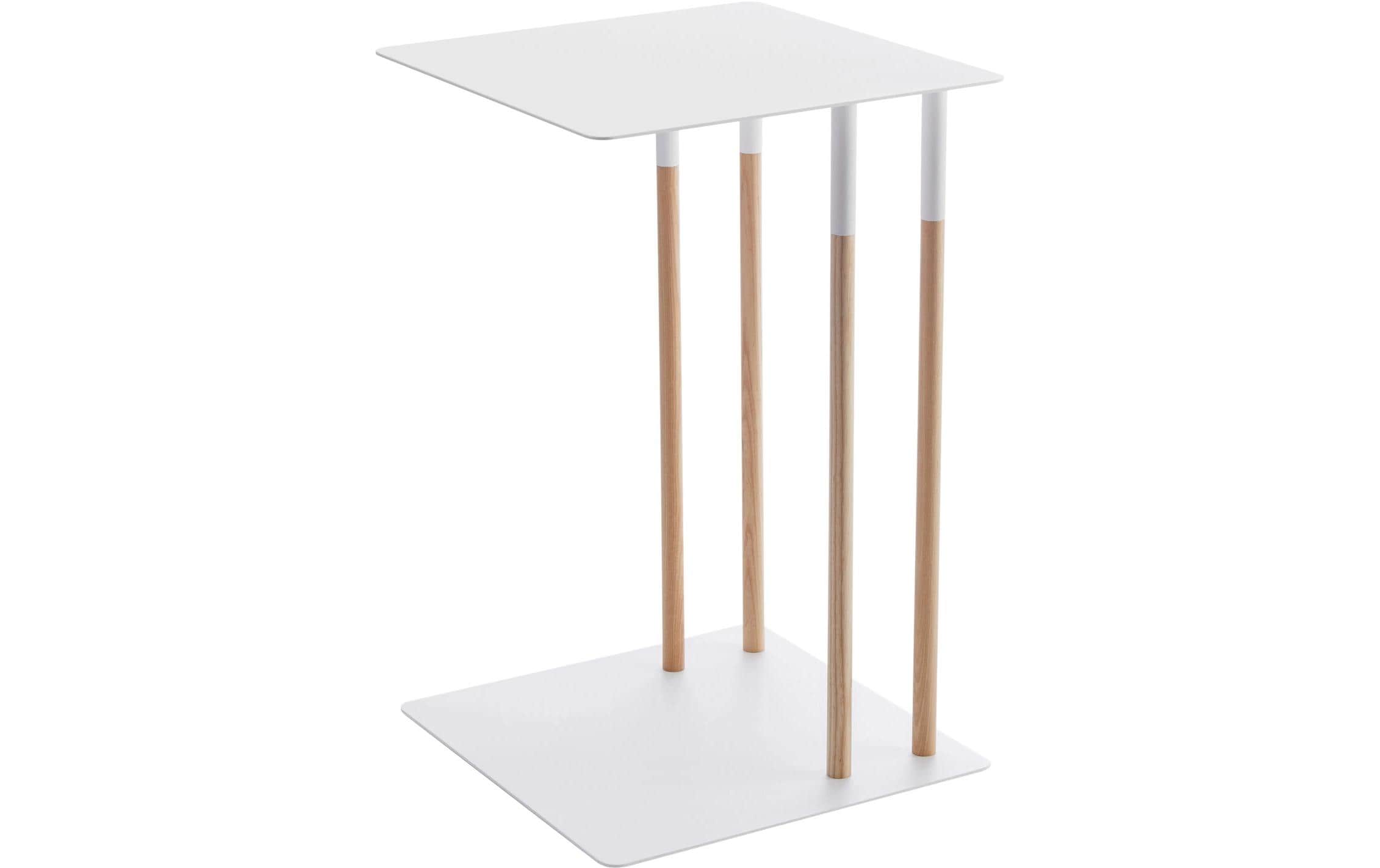Yamazaki Beistelltisch PLAIN weiss, 35 x 35 x 55 cm, Metall / Holz