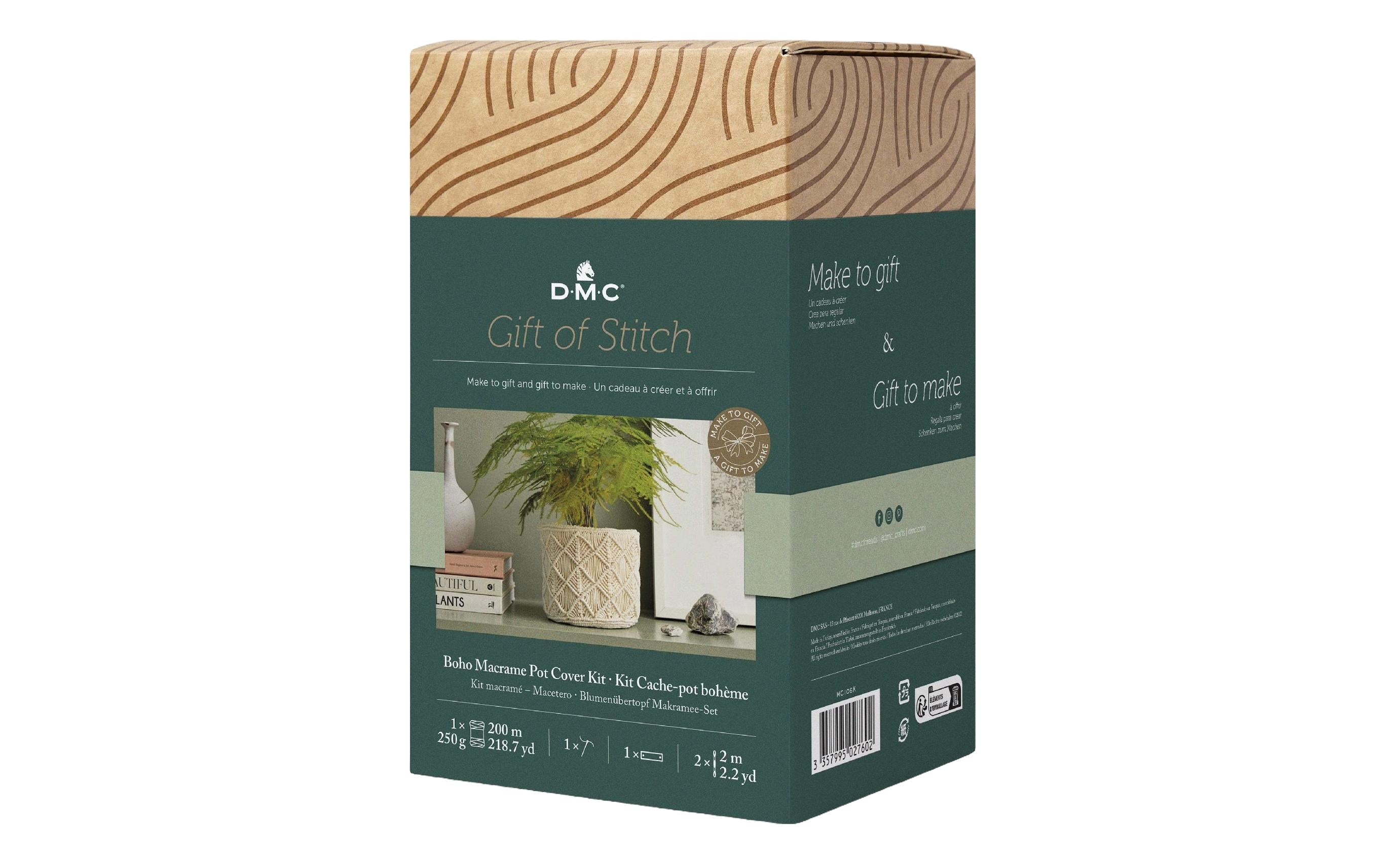 DMC Gift of Stich Makramee-Set Topf Abdeckung Boho, 14 x 17 cm