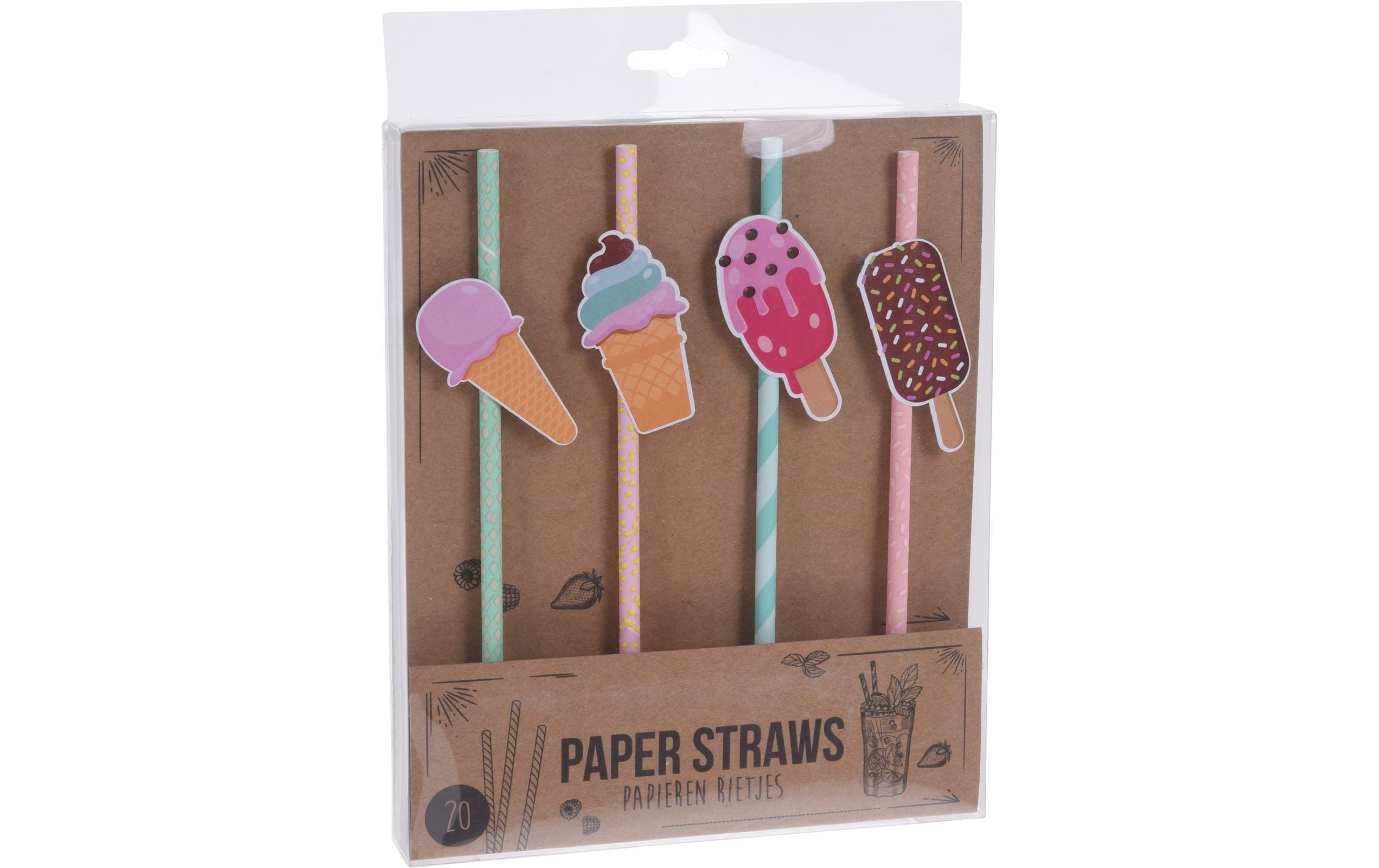FURBER Einweg-Strohhalme Deco 20 20 Stück, 4 Designs, Papier