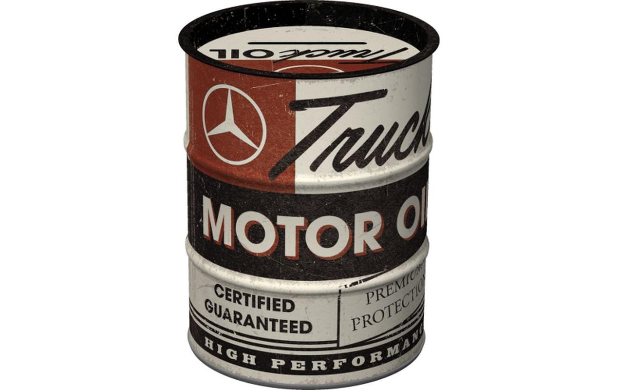 Nostalgic Art Spardose Ölfass Daimler Truck Metall, 9.3x11.7 cm