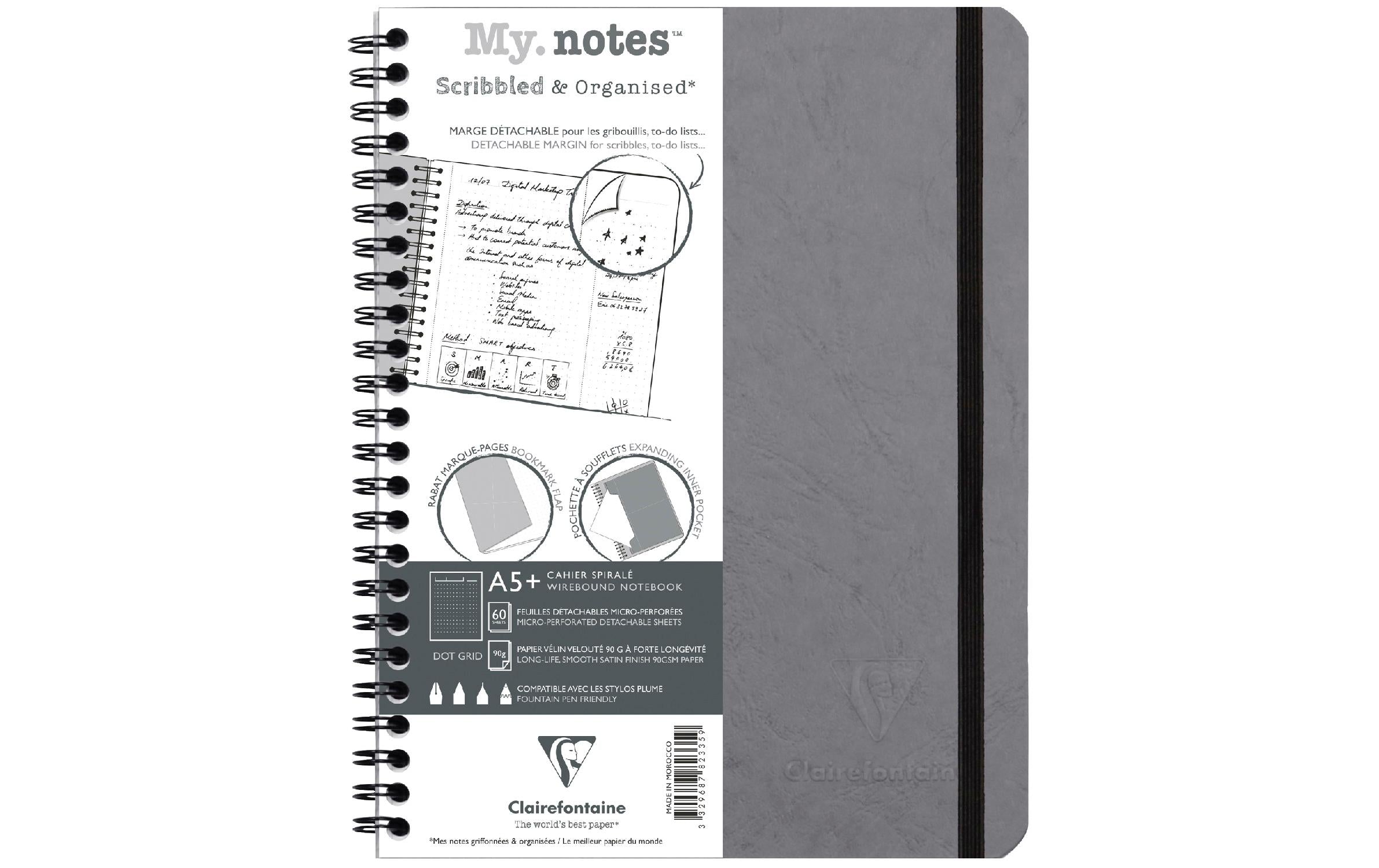 Clairefontaine Notizbuch AgeBag A5 Scribble 60Blatt, dotted, grau