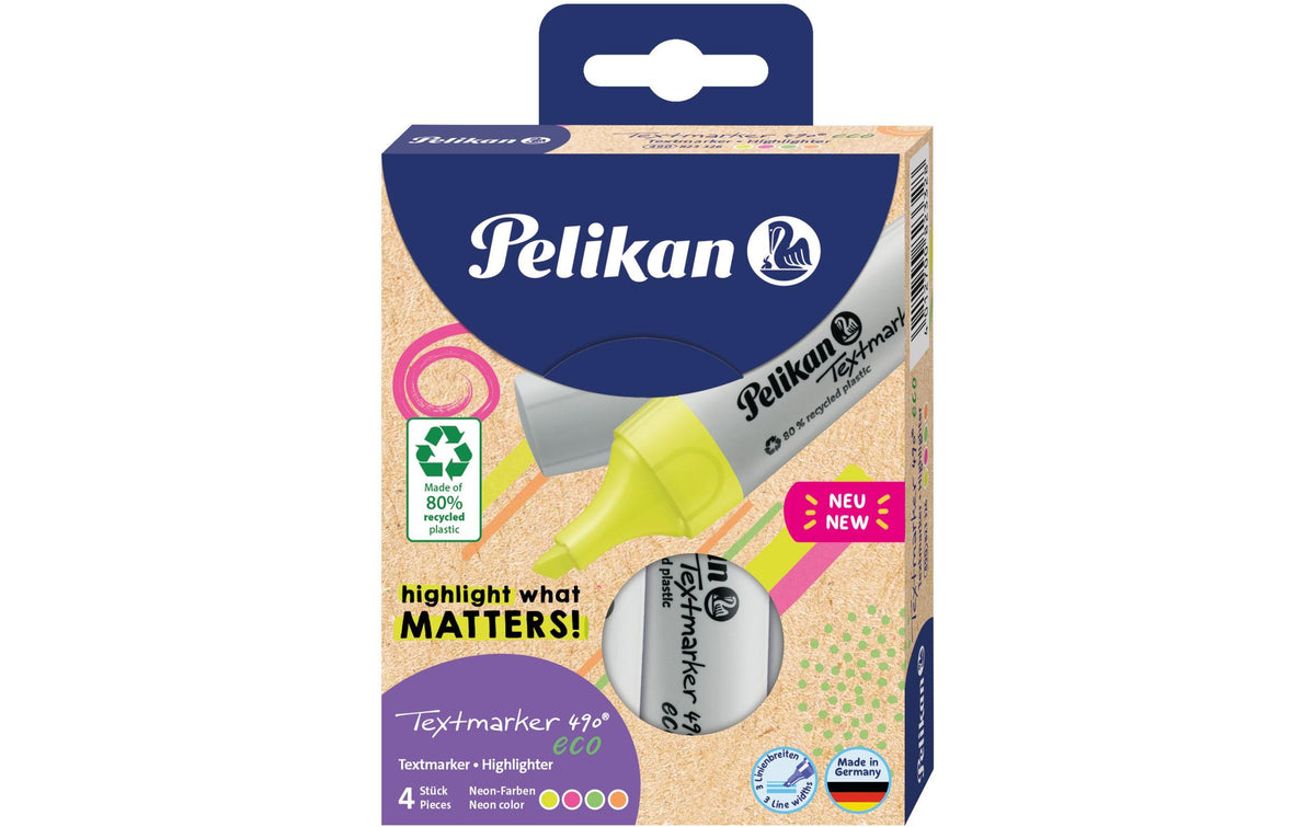 Pelikan Textmarker 490 eco Set 4 Stück, mehrfarbig
