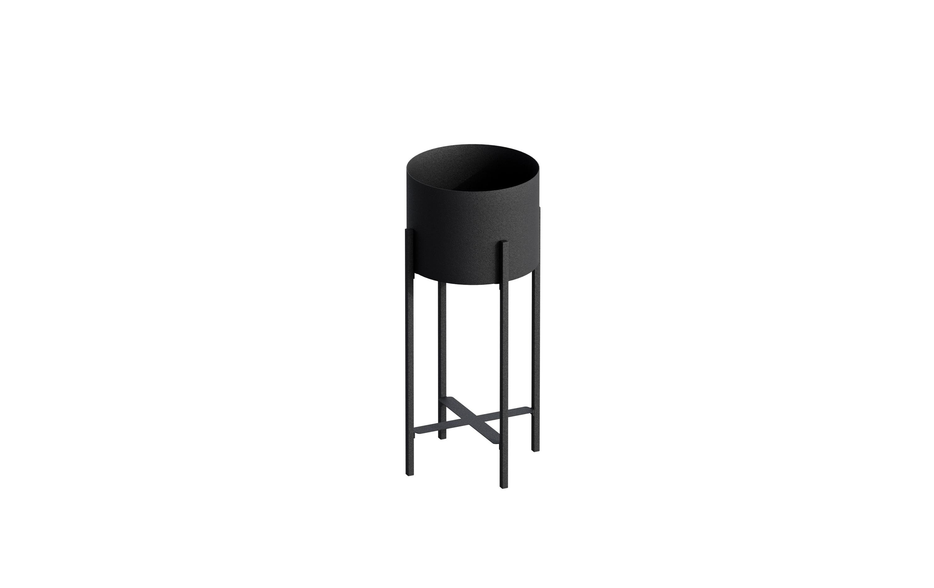 Wallxpert Pflanzenständer Metall, 23x48x23cm, Schwarz