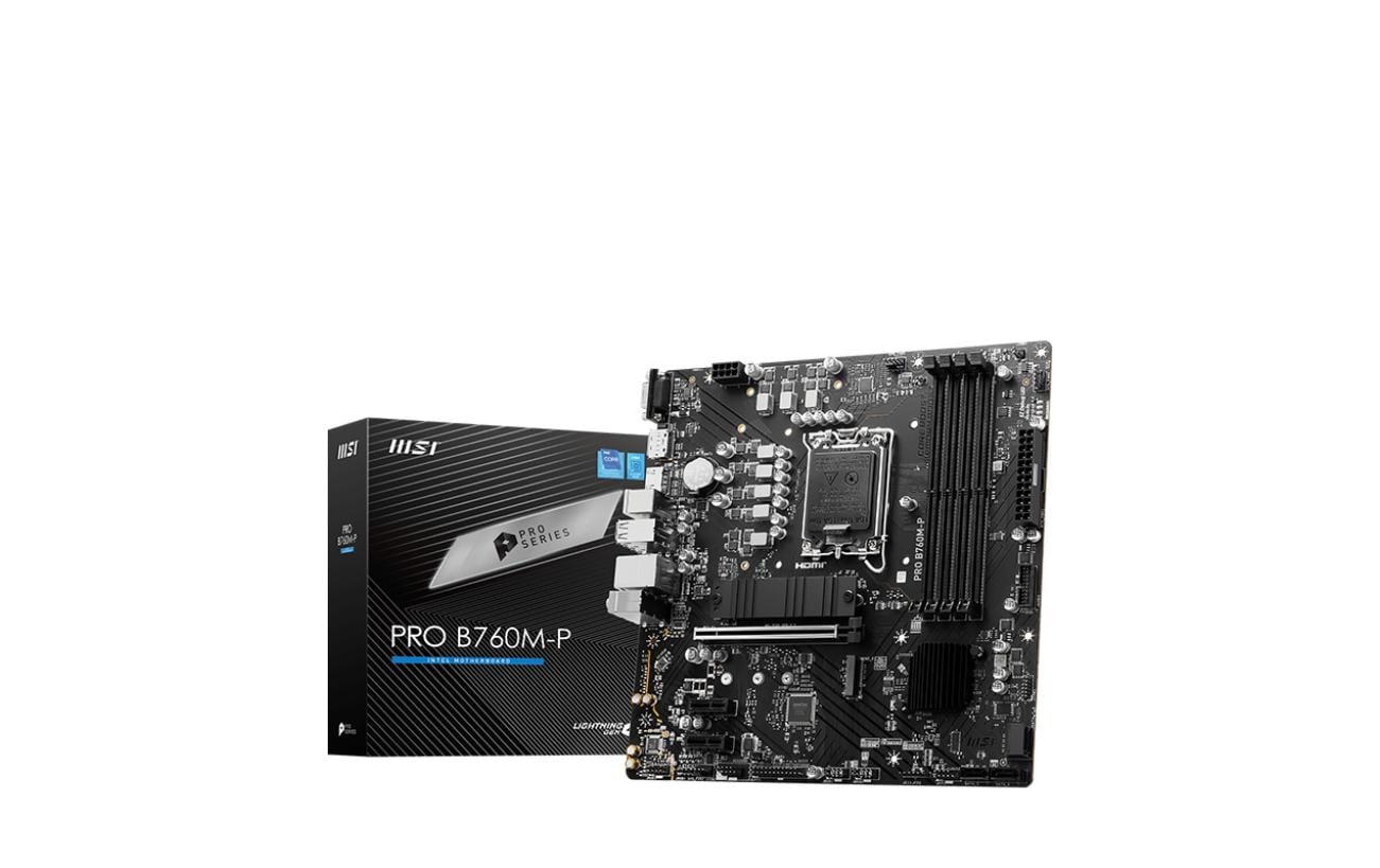 MSI PRO B760M-P, LGA1700, mATX Intel B760, 4x DDR5, PCI-E 4.0, HDMI,DP,VGA