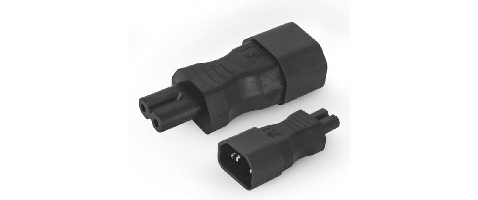 Alpha Elettronica Netzadapter C7 - C14 frontal gewinkelt, C7 Buchse, C14 Stecker