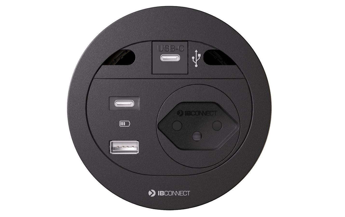 maxCONNECT DIVUS Steckdoseneinheit schwarz 1x Typ 13 1x USB A/C 1xUSB C Data
