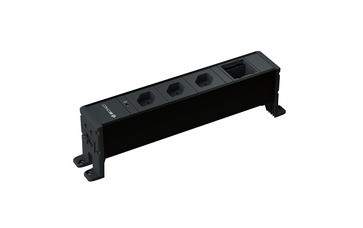 maxCONNECT CUBO Steckdoseneinheit schwarz 3x Typ 13 1x Leermodul