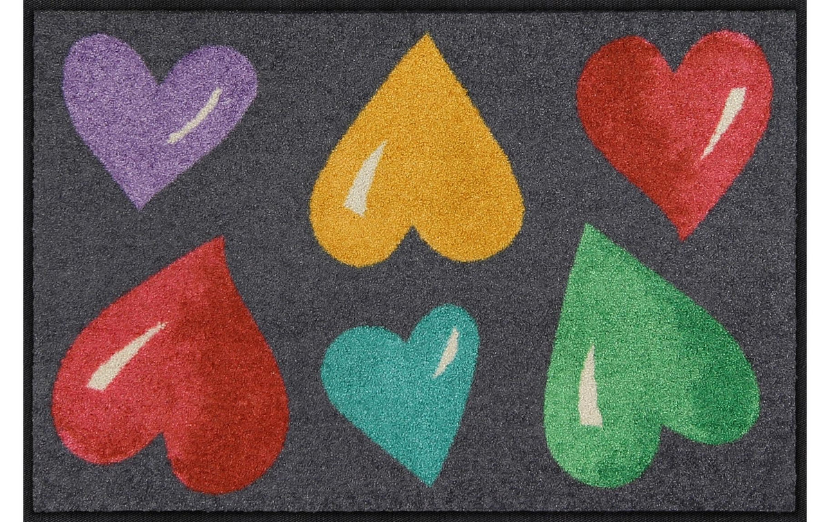 Salonlöwe Big Hearts Colorful Fussmatte 50x75 cm, Flor Polyamid, Anti-Rutsch