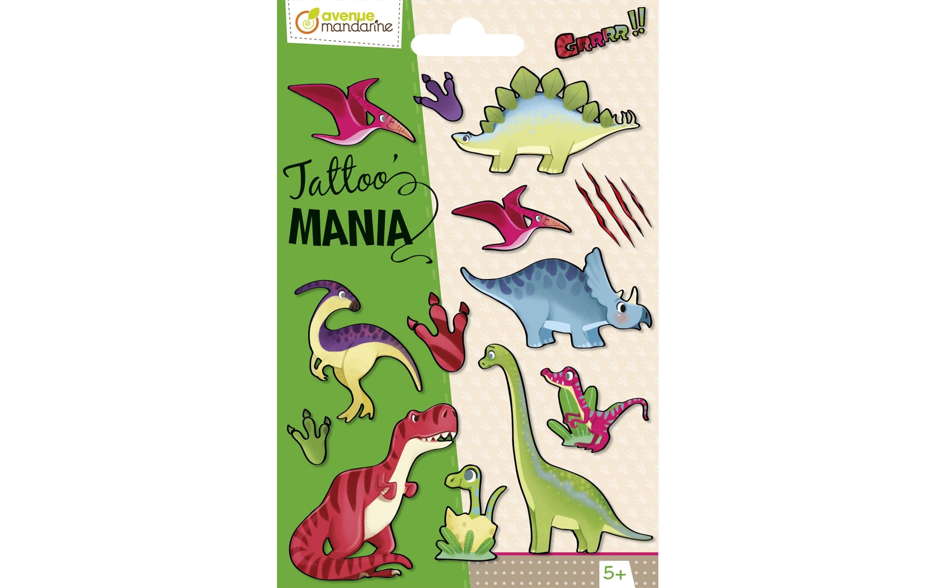 Avenue Mandarine Tattoo Mania Dino 1 Bogen mit 10 Tattoos