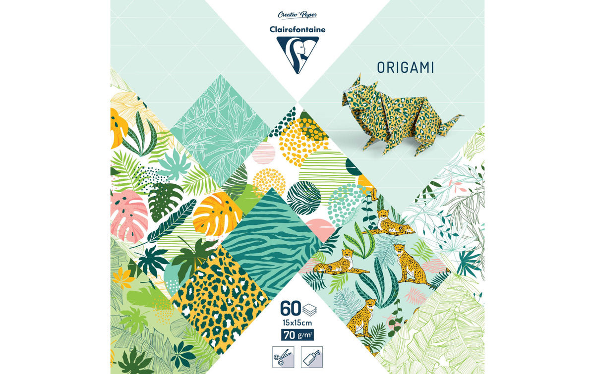 Clairefontaine Papier Origami Exotisch 70g/m2, 60 Blatt, 15 x 15 cm, assortiert