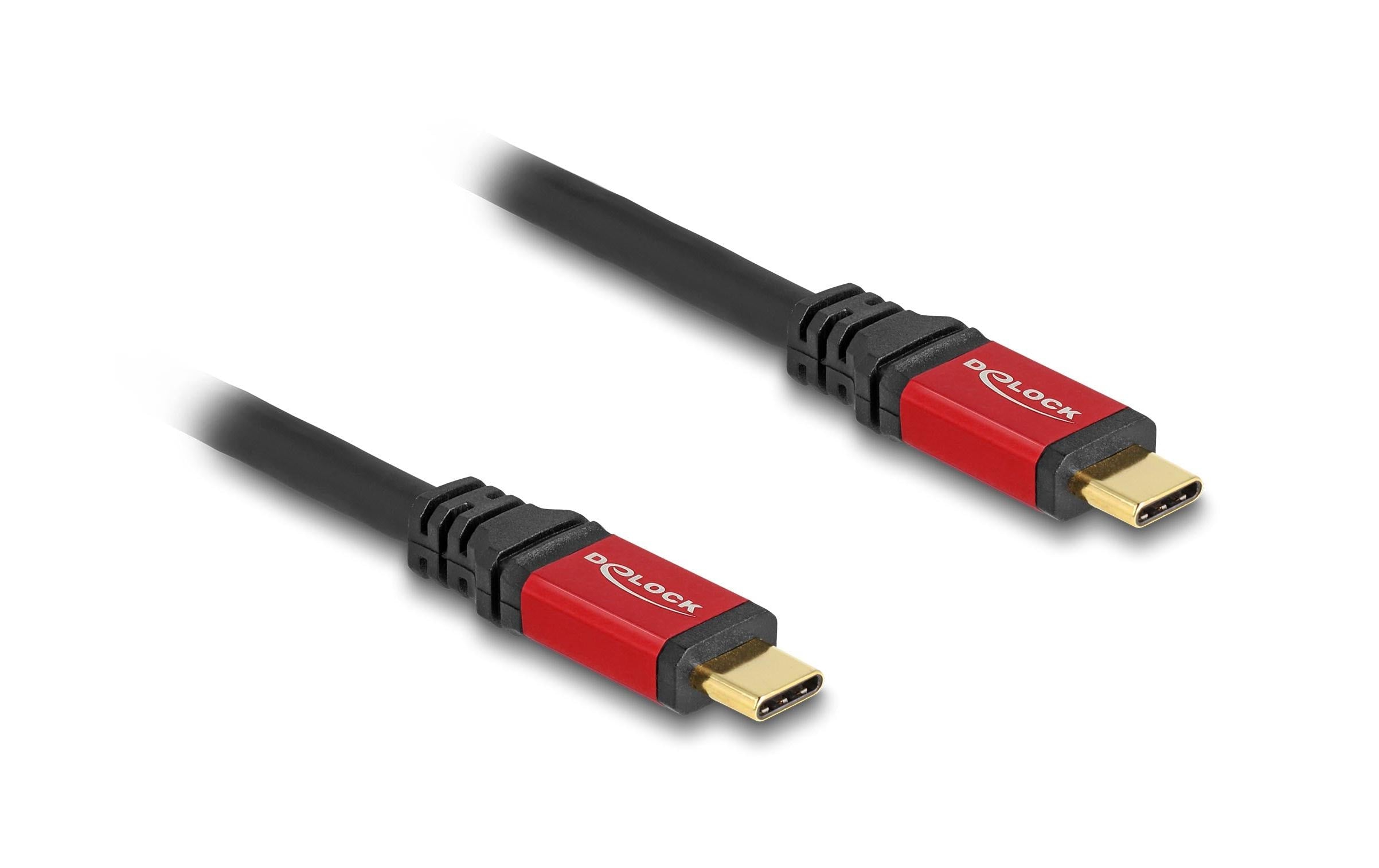 Delock USB 5 Gbps Type-C Stecker-Stecker 100W, E-Marker, 1m, rot