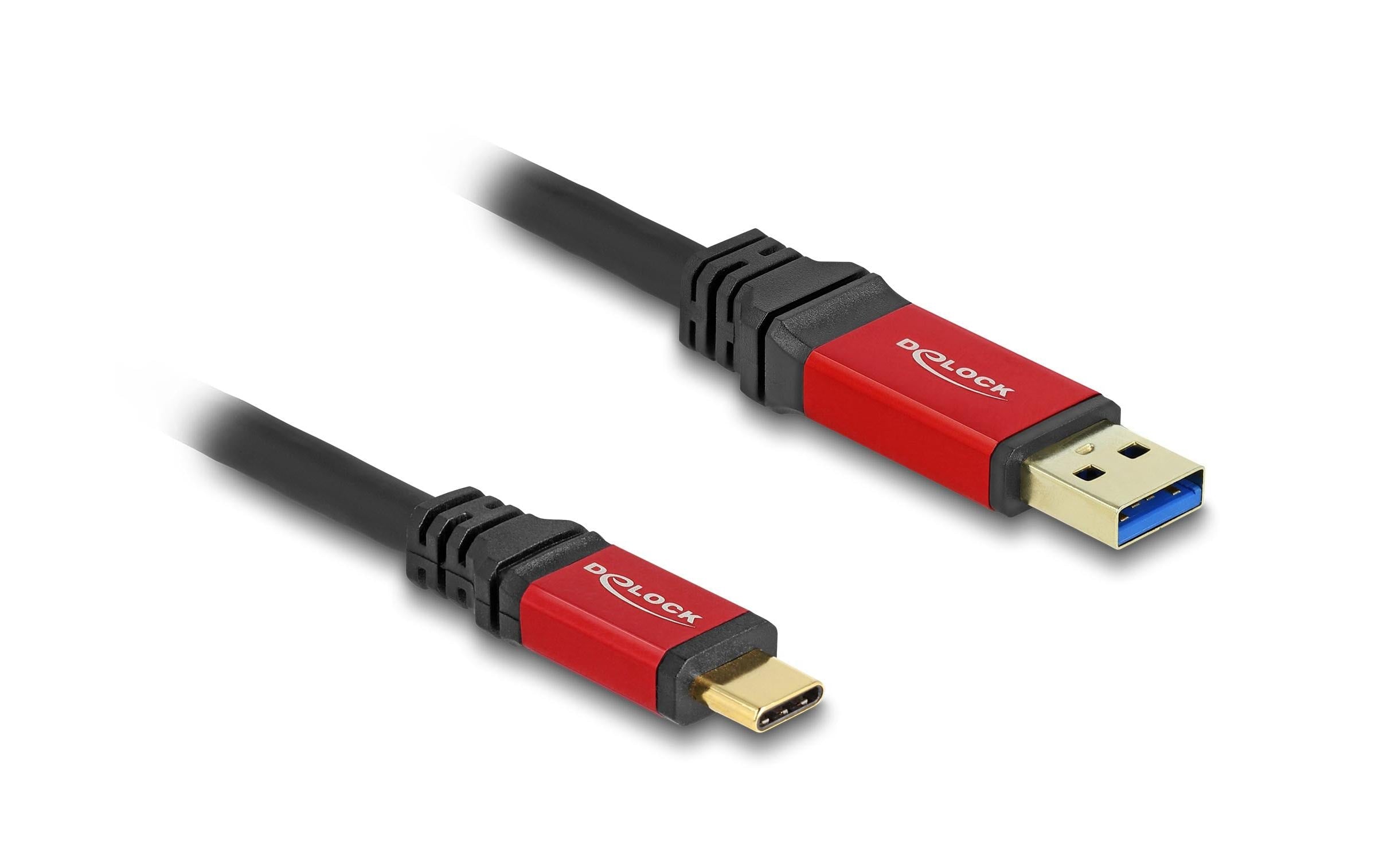 Delock USB 10 Gbps Type-C zu Type-A Stecker-Stecker, 2m, rot