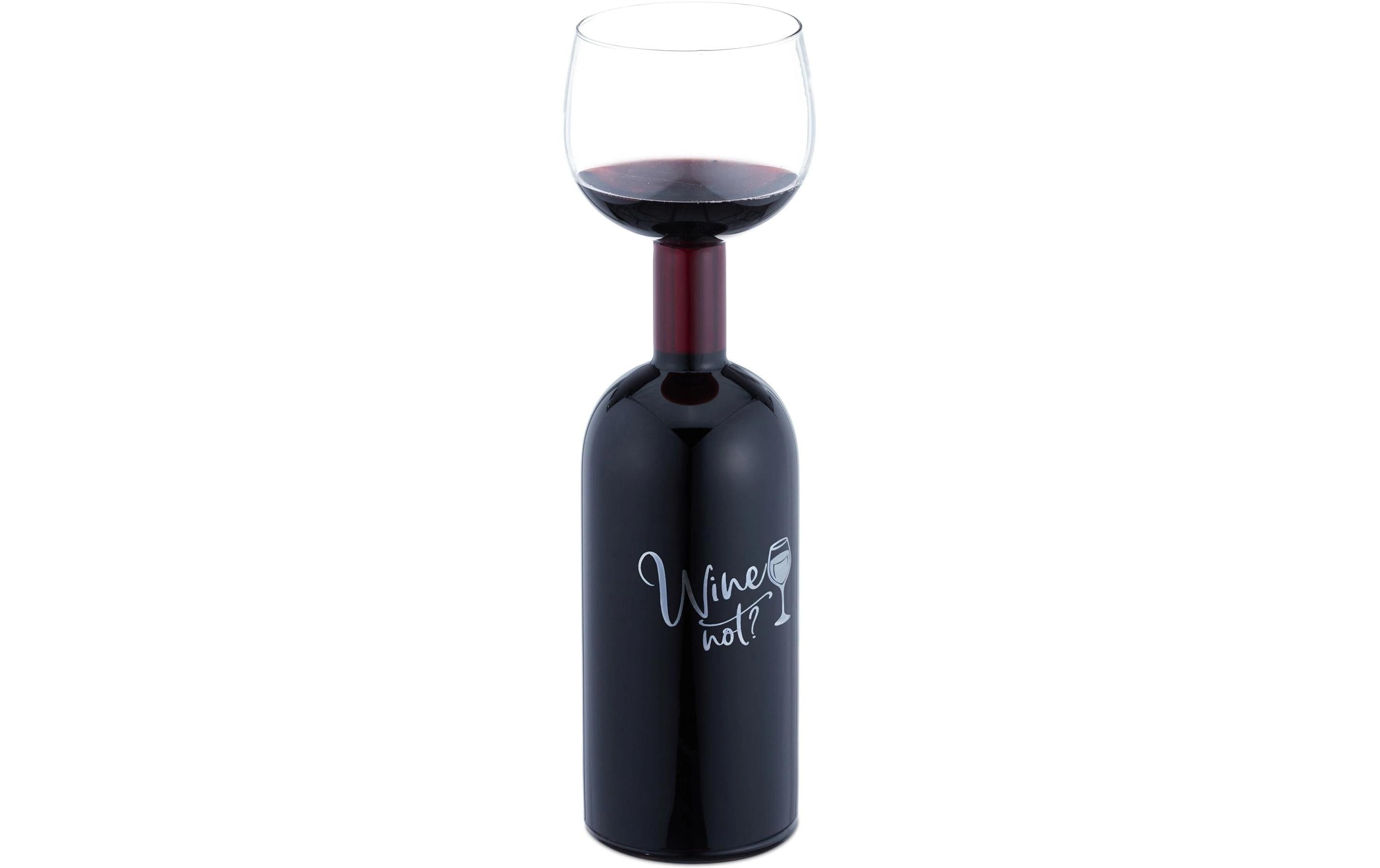 relaxdays Weinflasche mit Glasaufsatz Wine not?