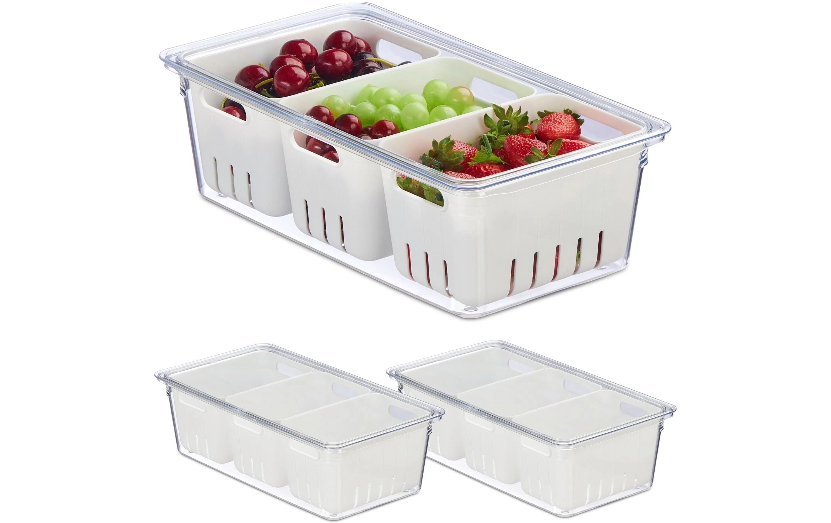 relaxdays Kühlschrankorganizer 3er Set mit drei Körben