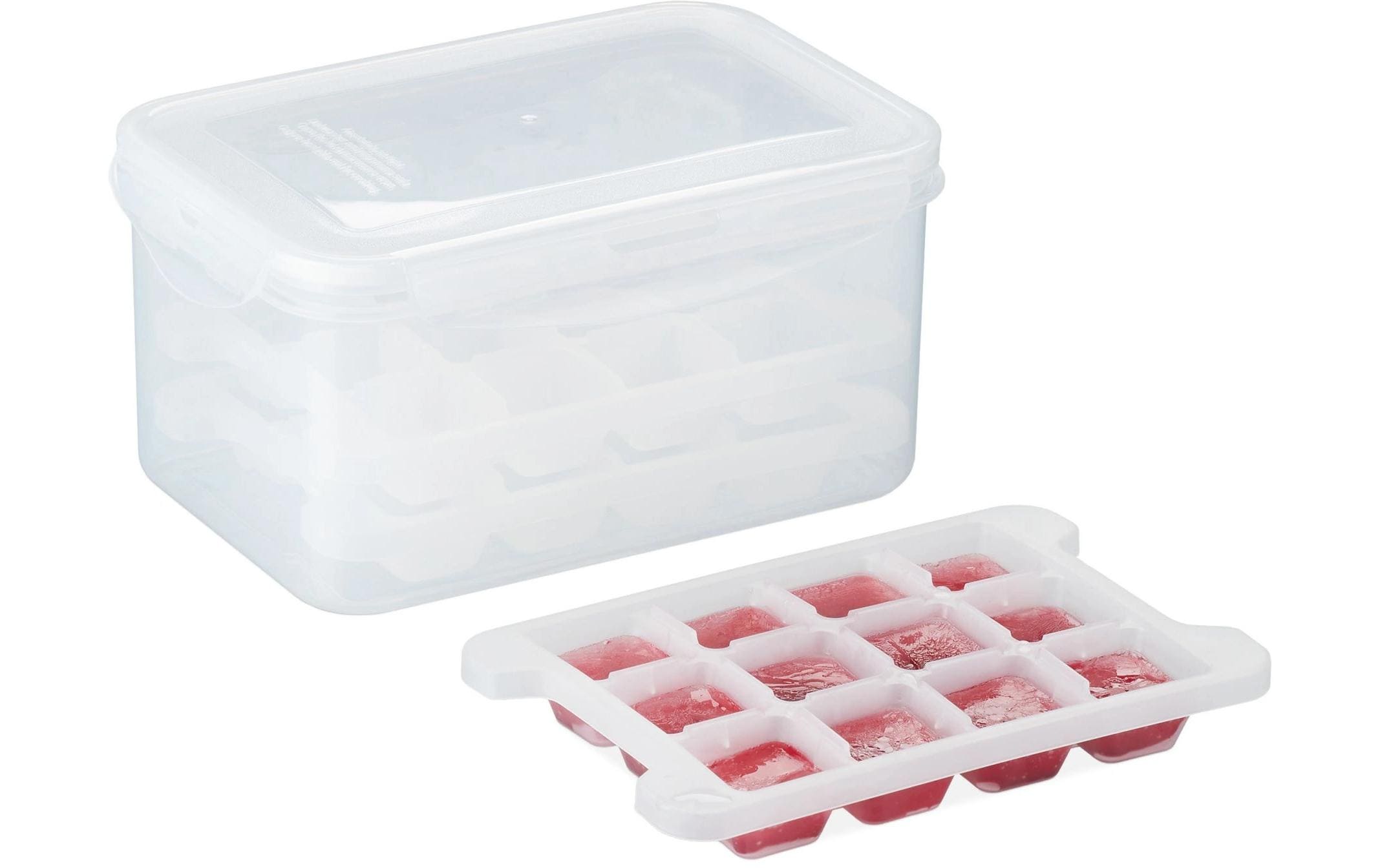 relaxdays Eiswürfelform Box mit 4 Formen 48 Stk, Box 11 x 22 x 15 cm