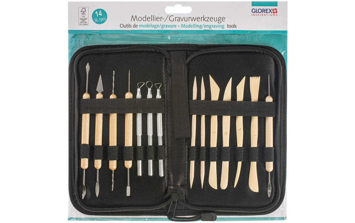 Glorex Gravur und Modellierwerkzeug Set 14-teilig
