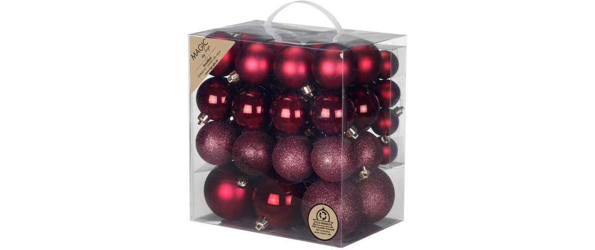 Inge Weihnachtskugel Bordeaux Red 54 Stück, 4 und 8 cm, Kunststoff