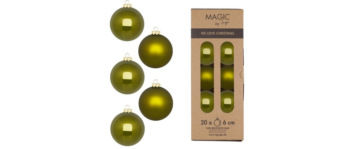Inge Weihnachtskugel Green Olives, 20 Stück Glas, D: 6 cm