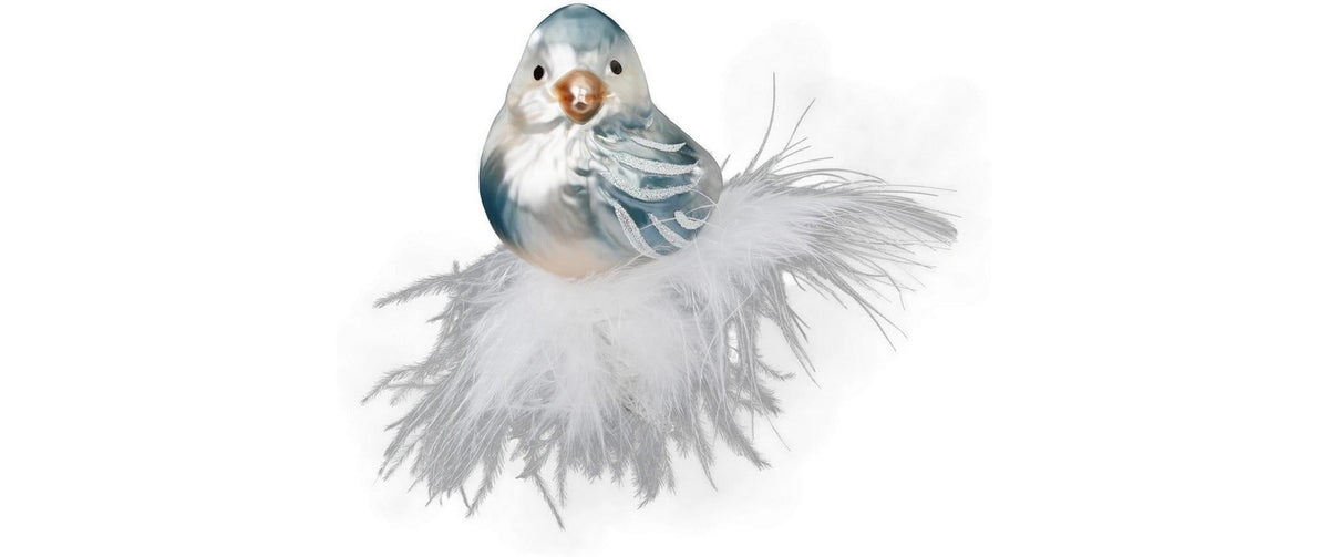 Inge Weihnachtskugel ZartesZwitschern,Vogel Glas, H: 7 cm, handarbeit