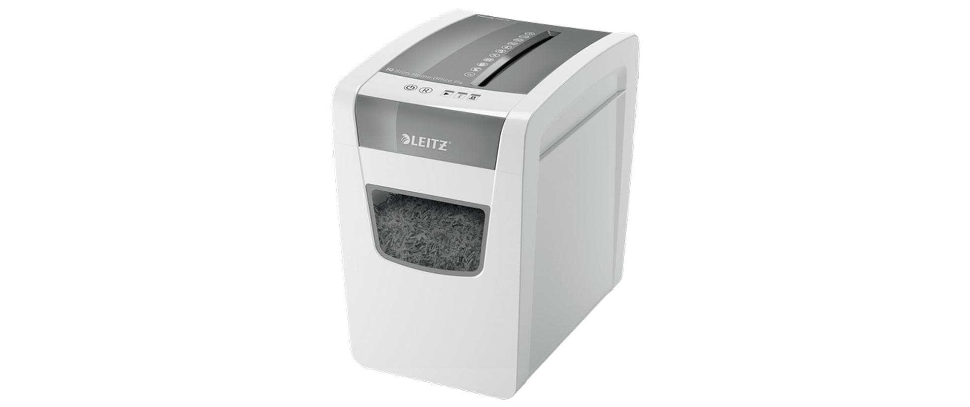 Leitz Aktenvernichter IQ Slim Office P-4, 10 Blatt, grau/weiss
