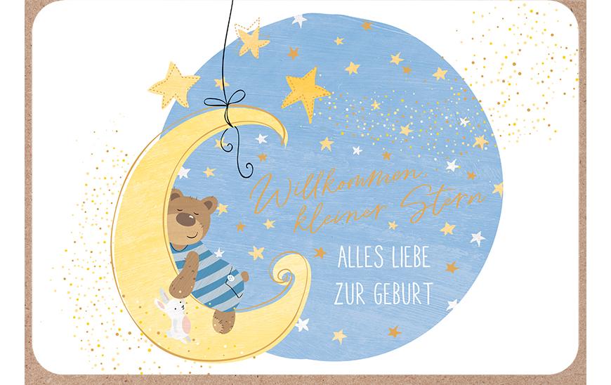 ABC Karte zur Geburt Format B6, 125 x 176 mm, mit Couvert