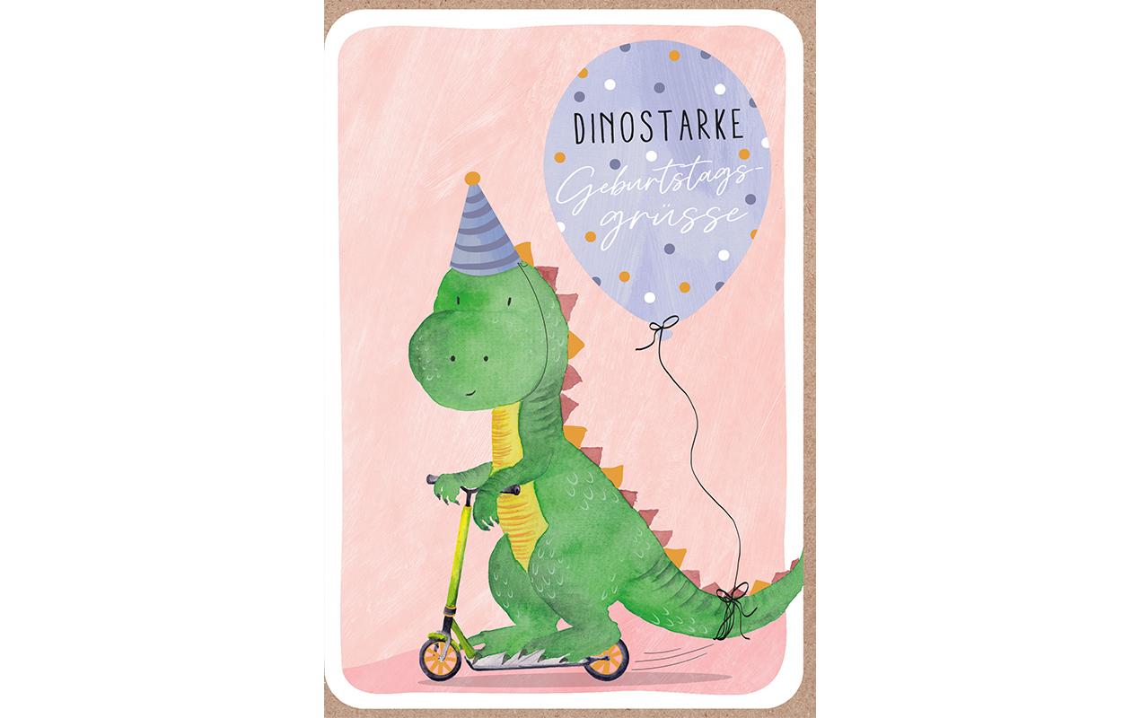 ABC Grusskarte Kindergeburstag Dino Format B6, 125 x 176 mm, mit Couvert