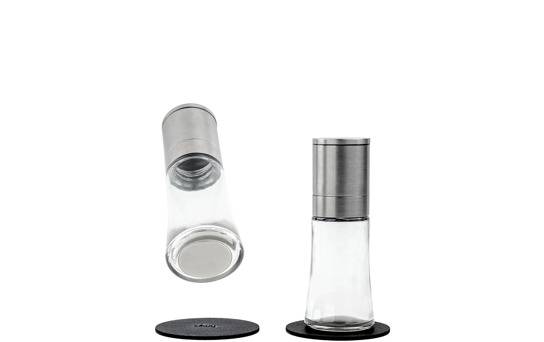silwy Magnet-Gewürzmühlen 2xGewürzmühle,2xMetallNanoPads,black