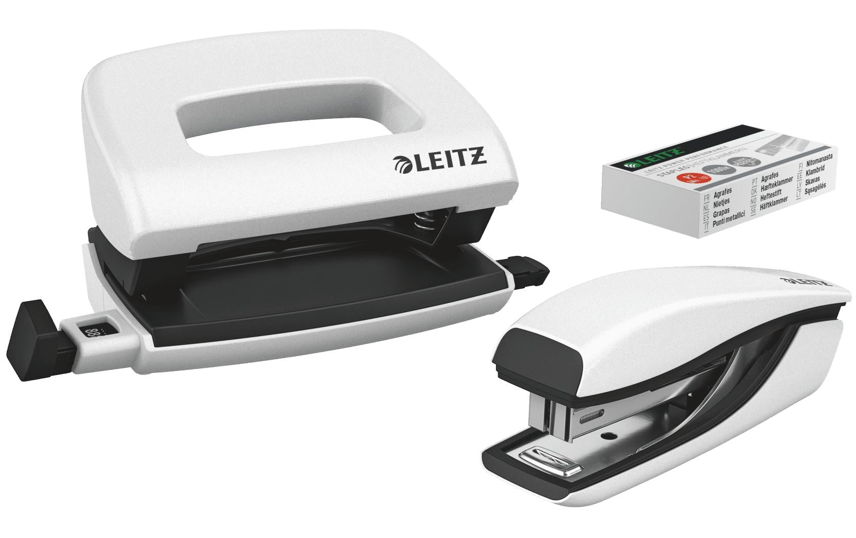 Leitz Set Mini-Locher+Mini-Heftgerät WOW perlweiss
